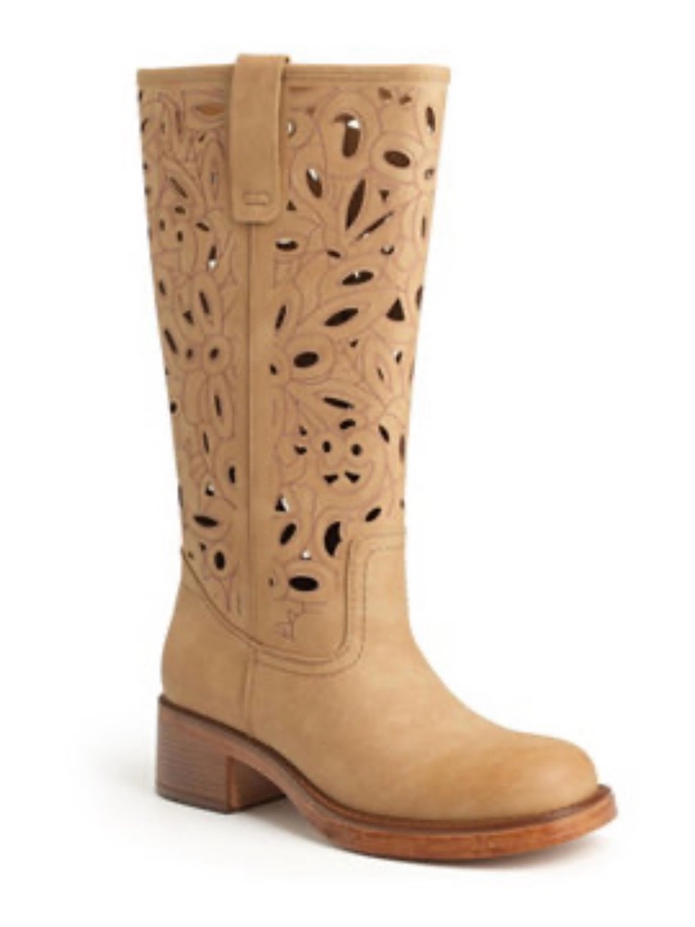 NWT New York & Company Curtis women’s Tan -lazer cut tall Leather Boots size 8